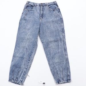 80s Streetwear Mens 32x27 Tapered Acid Wash Jeans